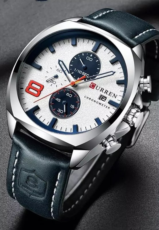 ساعت مچی مردانه کارن 8324 اورجینال سه موتوره کرنوگراف - صفحه سفید