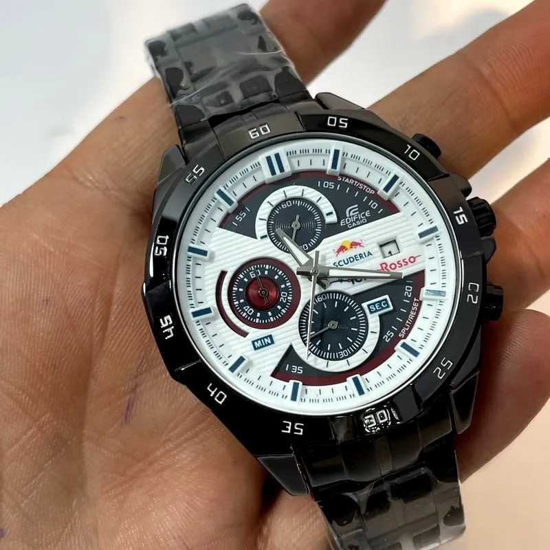 ساعت مردانه کاسیو ادیفایس سه موتوره - مشکی صفحه سفید - 5000 - Image 3