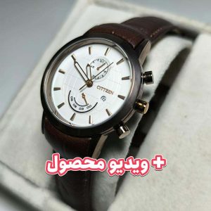 ساعت زنانه سیتیزن بند چرم قهوه ای تاریخ دار