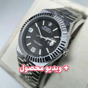ساعت مردانه رولکس دیت جاست صفحه مشکی مشبک