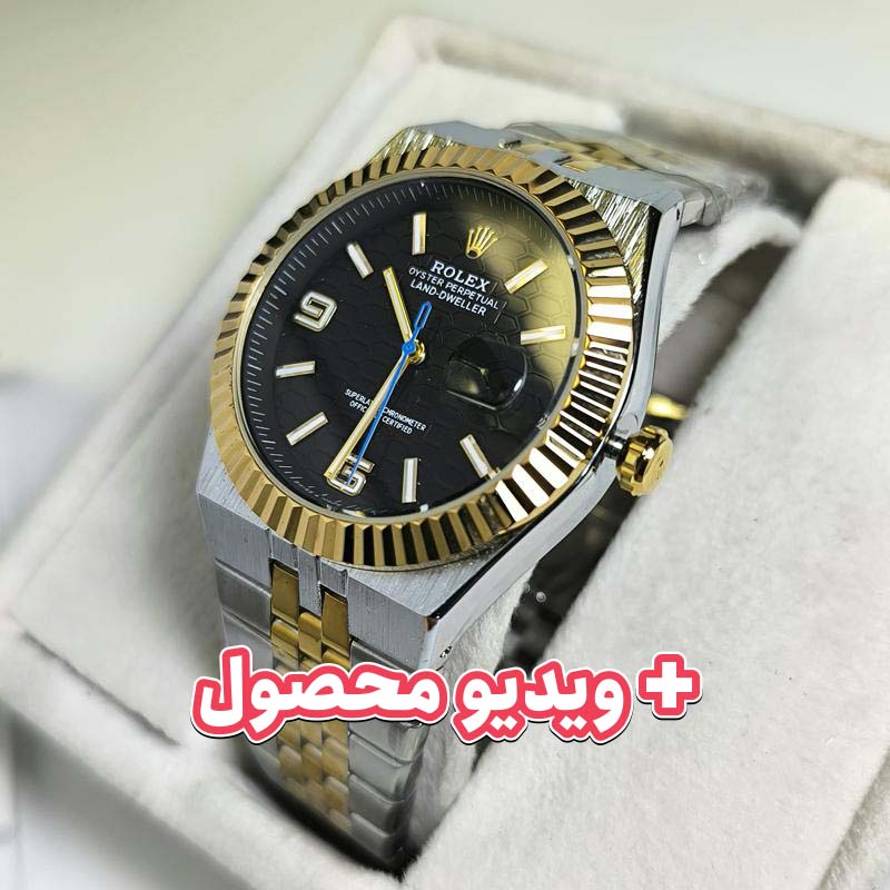 ساعت مردانه رولکس Oyster Perpetual دیت جاست صفحه مشکی